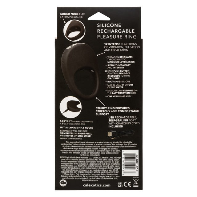 CalExotics Rechargeable Vibrating Pleasure Ring - Black