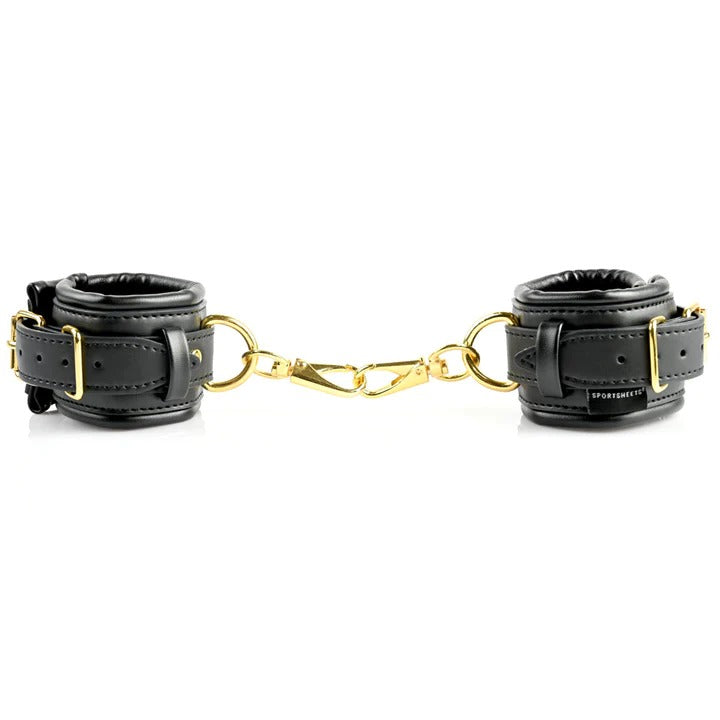 Sportsheets Special Edition Cuffs & Blindfold Set - Black & Gold