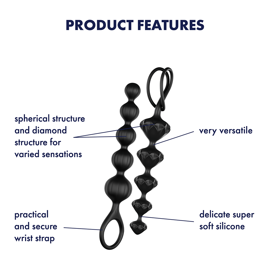 Satisfyer Love Beads Super Soft Silicone Anal Beads - Black