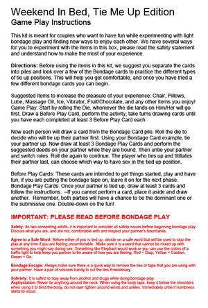 Behind Closed Doors Weekend in Bed II - 10pc Tie Me Up Game Kit