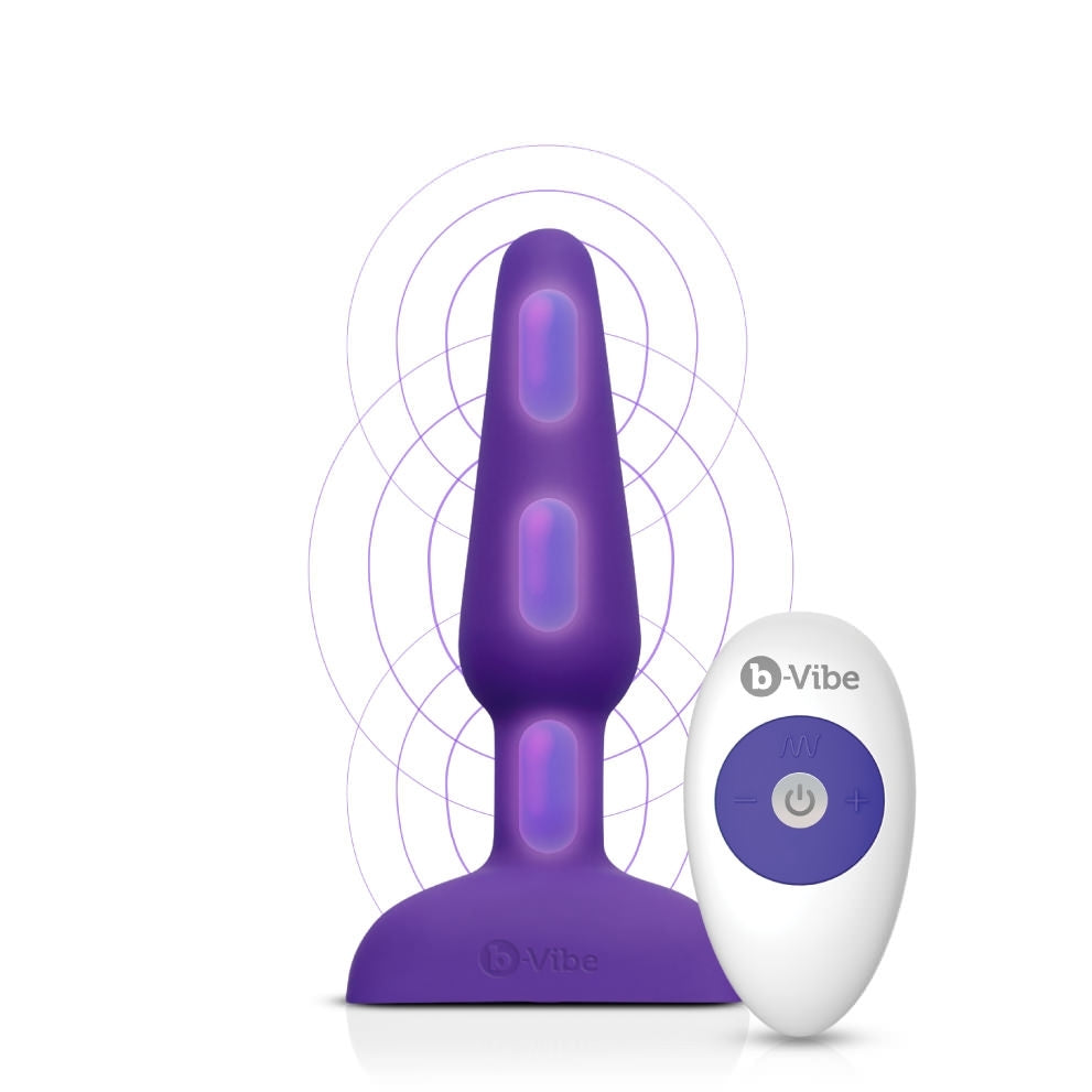 b-Vibe Trio Rechargeable Butt Plug with Remote - Purple
