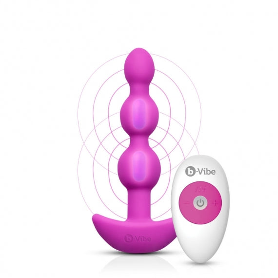 b-Vibe Triplet Rechargeable Beads with Remote - Fushia