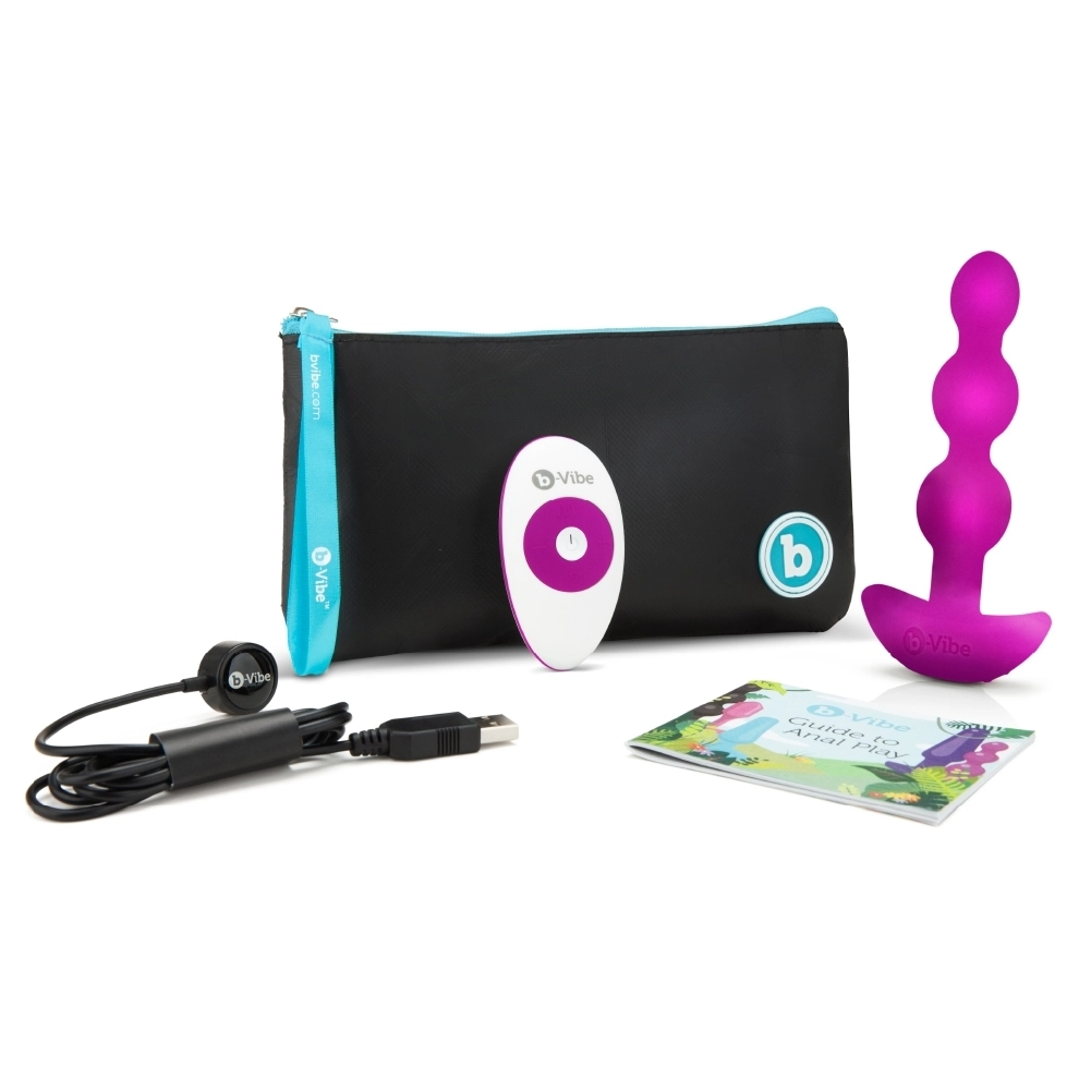 b-Vibe Triplet Rechargeable Beads with Remote - Fushia