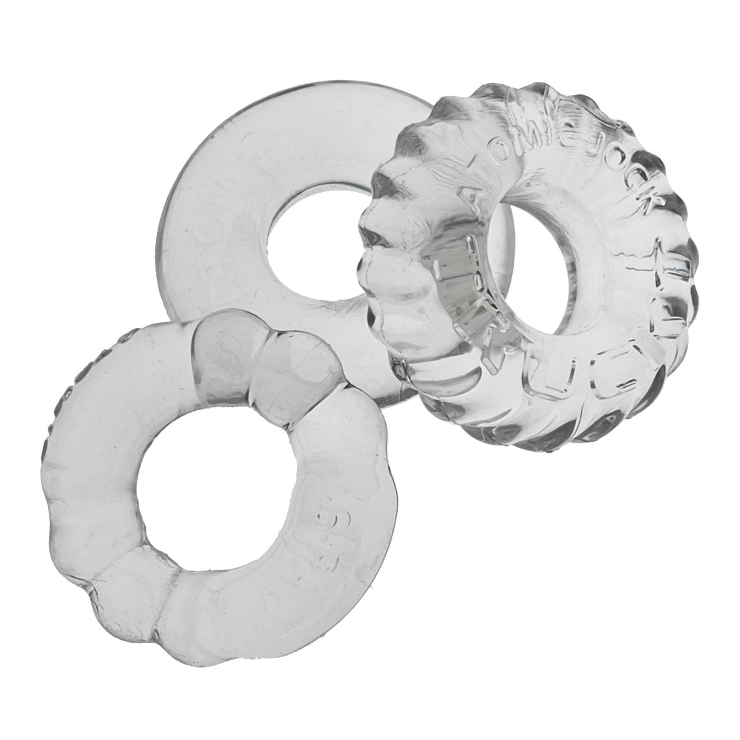 Oxballs Bonemaker3 Cockring Boner Rings 3pk - Clear