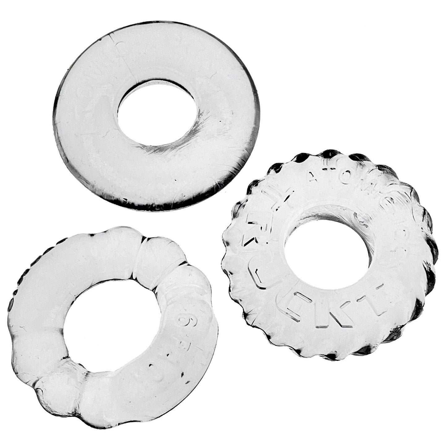 Oxballs Bonemaker3 Cockring Boner Rings 3pk - Clear