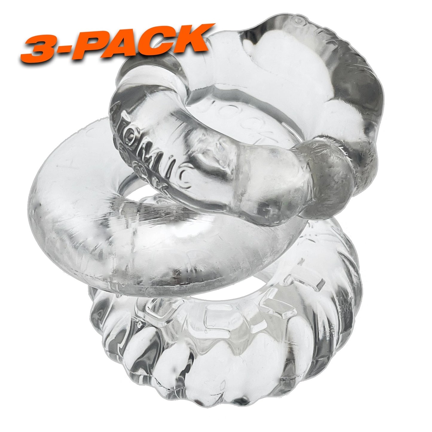 Oxballs Bonemaker3 Cockring Boner Rings 3pk - Clear