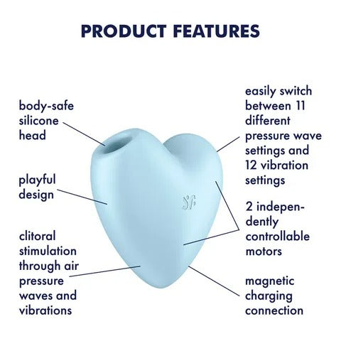Satisfyer Cutie Heart Air Pulse Clitoral Stimulator - Blue