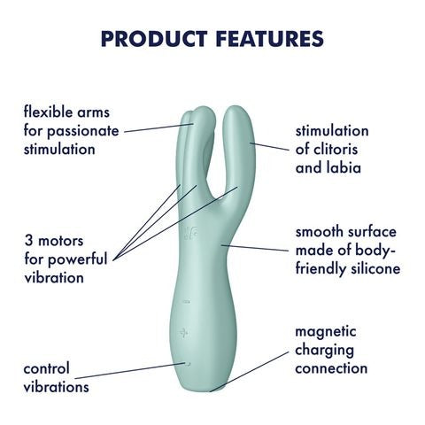 Satisfyer Threesome 3 Rechargeable Vibrator - Mint