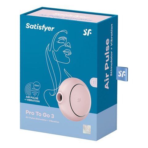 Satisfyer Pro To Go 3 Rechargeable Air Pulse Stimulator + Vibration - Rose