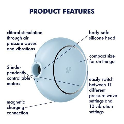Satisfyer Pro To Go 3 Rechargeable Air Pulse Stimulator + Vibration - Blue