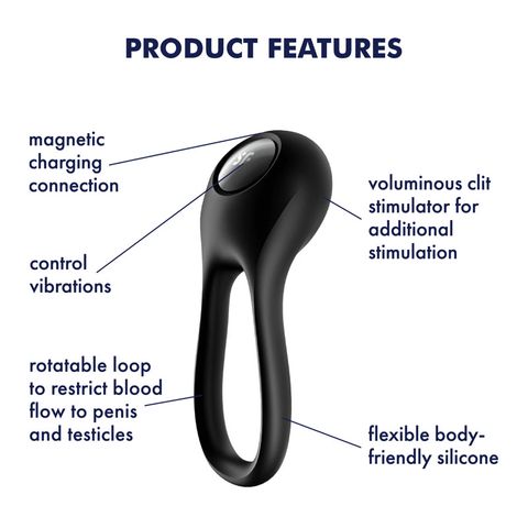 Satisfyer Majestic Duo Rechargeable Cock Ring - Black