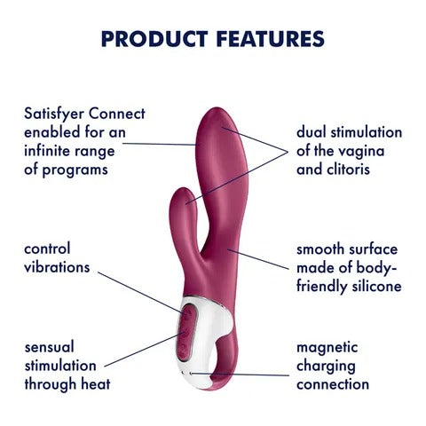 Satisfyer Heated Affair Rechargeable Heated G-Spot Vibrator with App Control - Berry