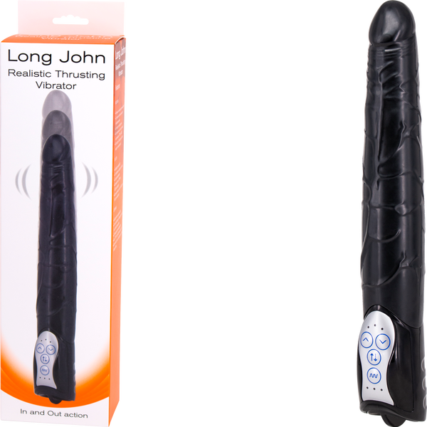 Seven Creations Long John Realistic Thrusting Vibrator - Black