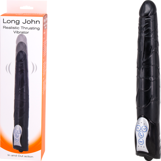 Seven Creations Long John Realistic Thrusting Vibrator - Black
