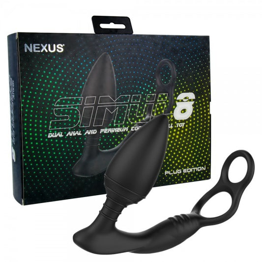 Nexus Stimul8 Rechargeable Dual Anal & Perineum with Cock & Ball Toy Plug Edition - Black