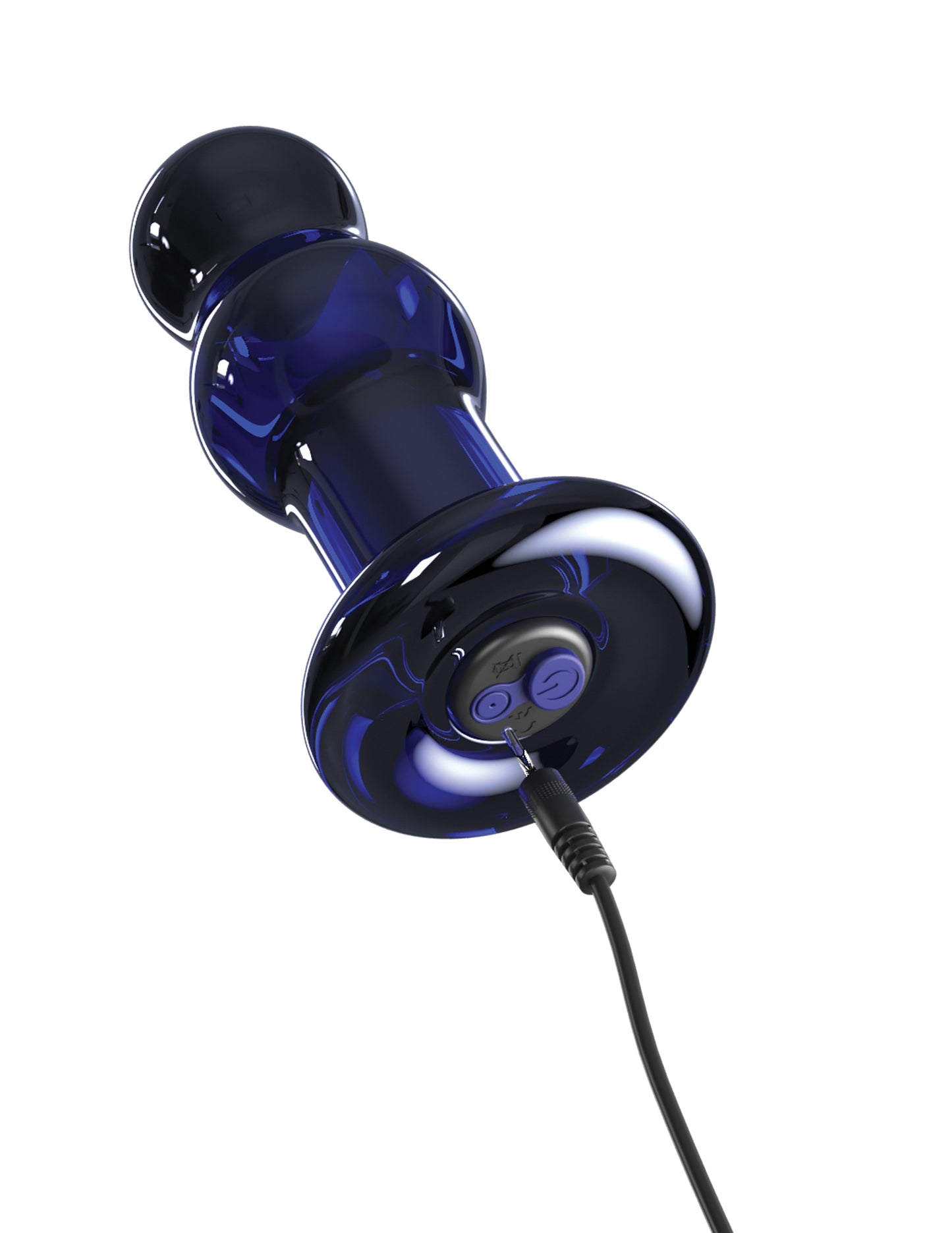 Pipedream Icicles No.83 Rechargeable Vibrating Blue Glass Anal Plug with Remote Control