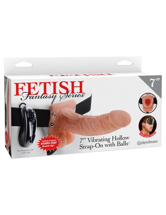 Pipedream Fetish Fantasy Series 7" Vibrating Hollow Strap-On with Balls
