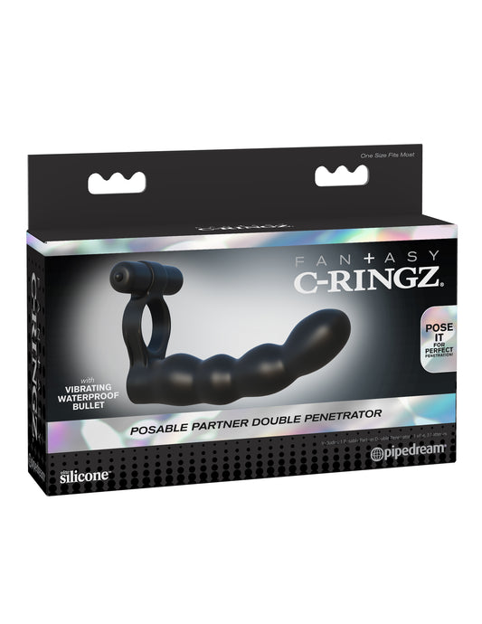 Pipedream Fantasy C-Ringz Posable Partner Double Penetrator Vibrating Cock Ring