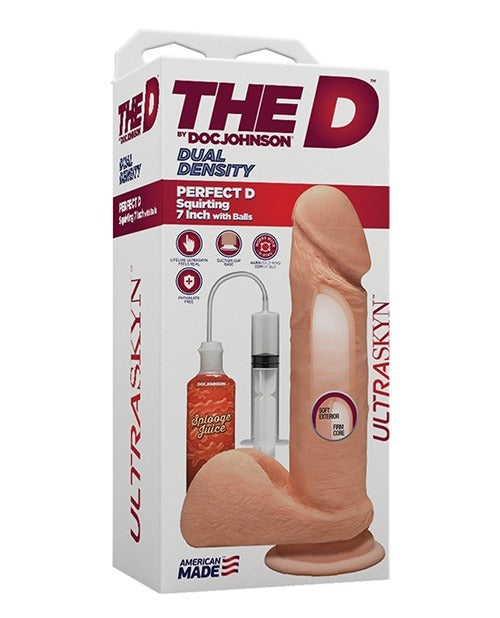 Doc Johnson The D Dual Density Perfect D Squirting 7" with Balls - Vanilla