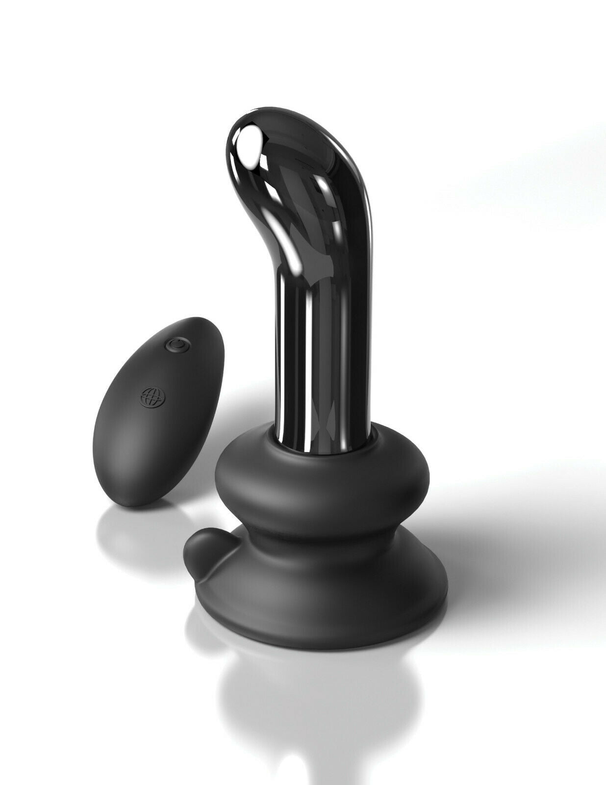 Pipedream Icicles No.84 Rechargeable Vibrating Black Glass P-Spot Massager with Remote Control
