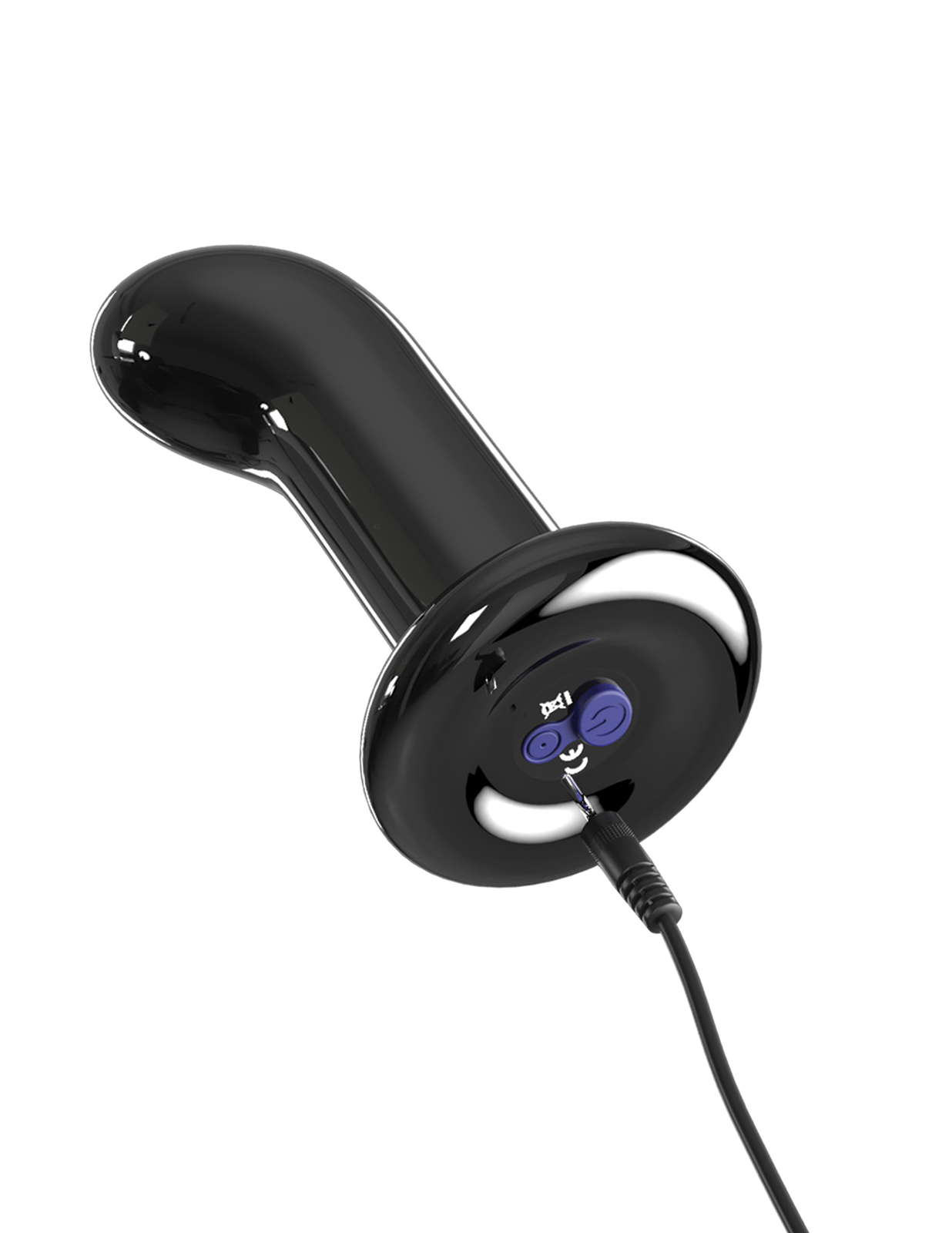 Pipedream Icicles No.84 Rechargeable Vibrating Black Glass P-Spot Massager with Remote Control