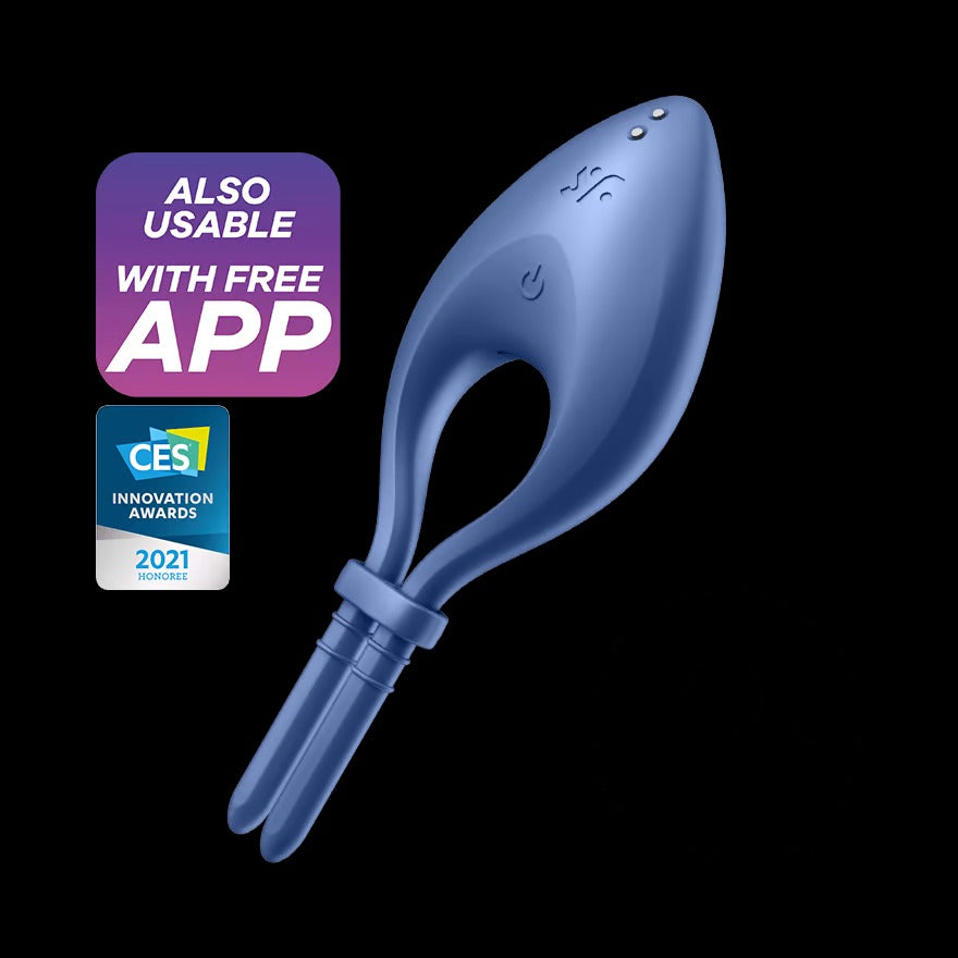 Satisfyer Rechargeable Bullseye Lasso Cock Ring with App Control - Blue