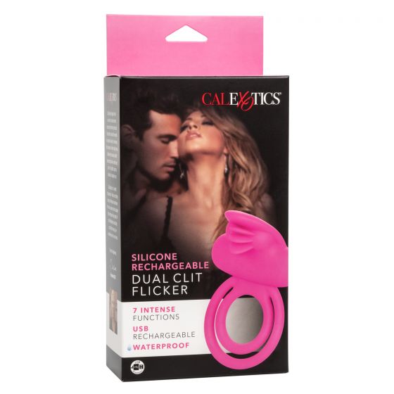 CalExotics Silicone Rechargeable Dual Clit Flicker Cock Ring