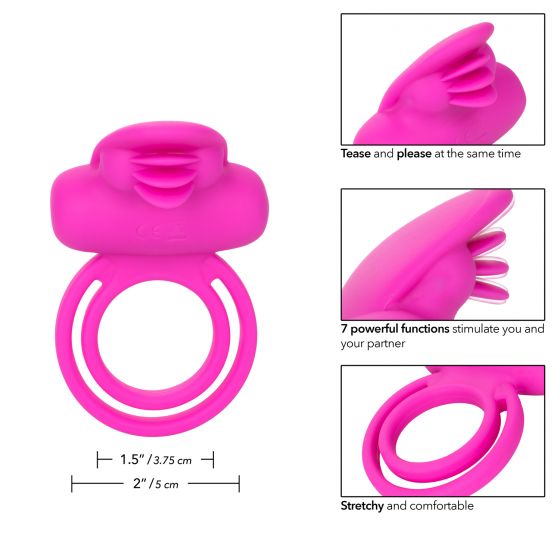CalExotics Silicone Rechargeable Dual Clit Flicker Cock Ring