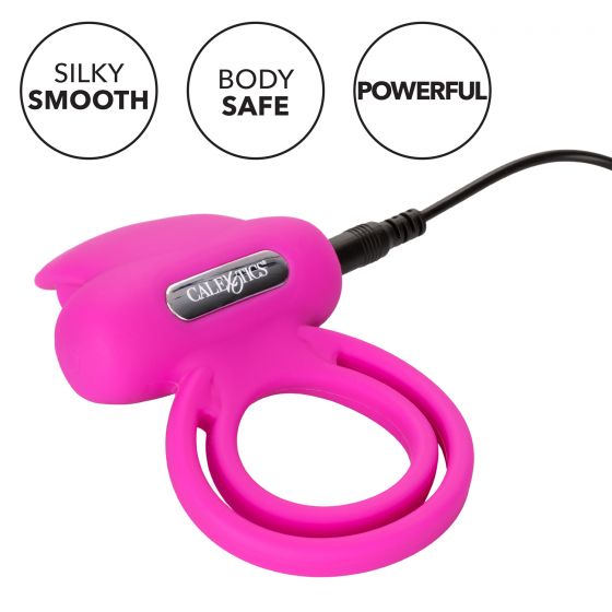 CalExotics Silicone Rechargeable Dual Clit Flicker Cock Ring