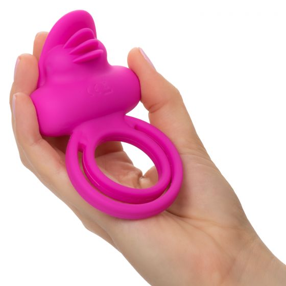 CalExotics Silicone Rechargeable Dual Clit Flicker Cock Ring