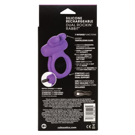 CalExotics Silicone Rechargeable Dual Rockin' Rabbit Cockring