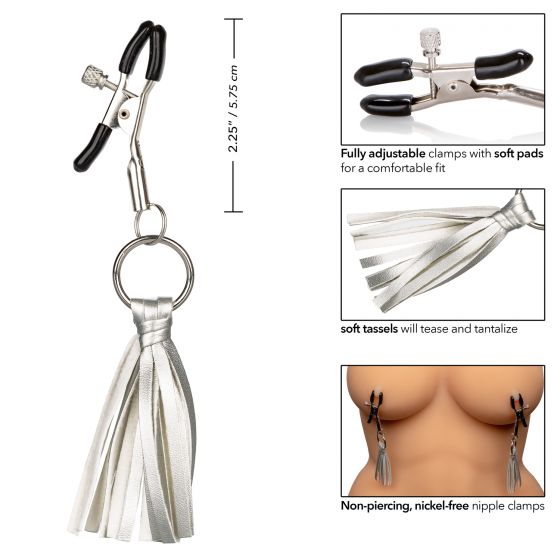 CalExotics Nipple Play Playful Tassels Nipple Clamps - Silver