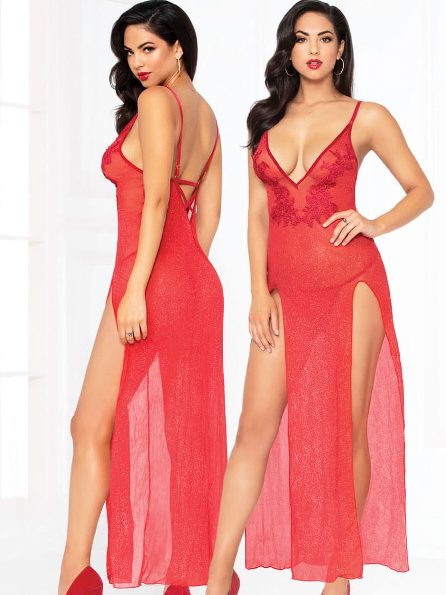 Seven 'Til Midnight 10914 All That Glitters Gown Set - Small - Red