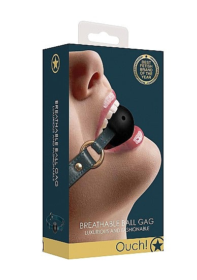 Shots Toys Ouch! Luxurious & Fashionable Breathable Ball Gag - Green
