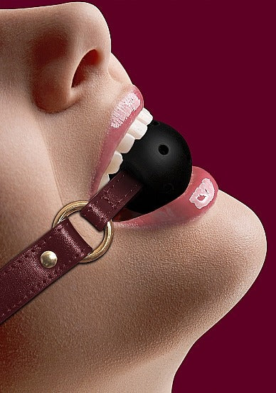 Shots Toys Ouch! Luxurious & Fashionable Breathable Ball Gag - Burgundy
