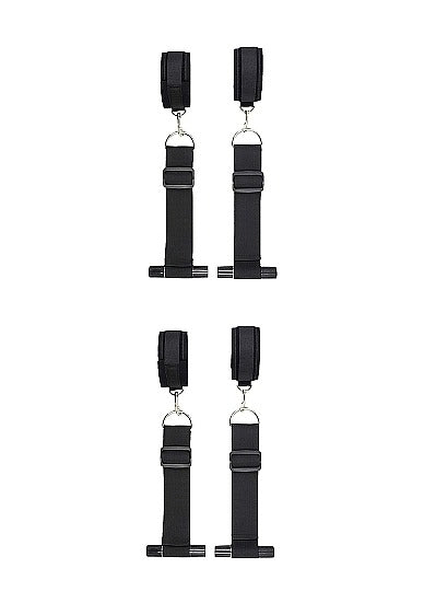 Shots Toys Ouch! Black & White Door Bindings Restraint System - Black