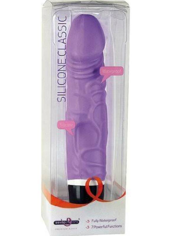 Seven Creations Silicone Classic Thick Veined Vibrator - Purple