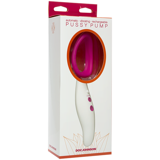 Doc Johnson Automatic Vibrating Rechargeable Pussy Pump - Pink & White