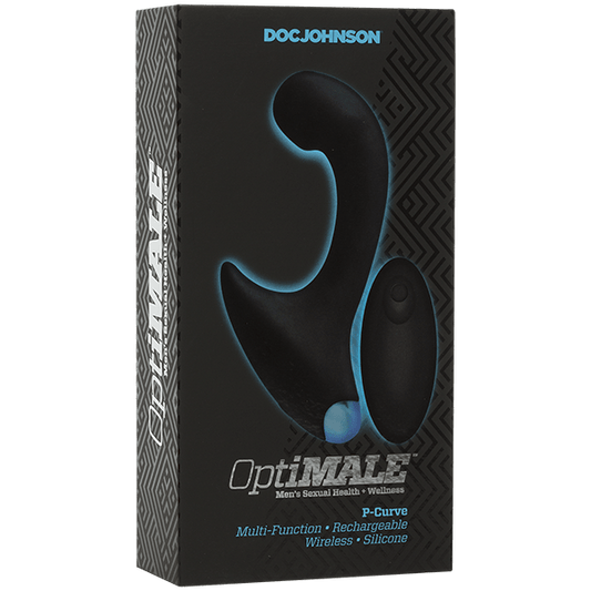 Doc Johnson OptiMALE Vibrating P-Curve Massager with Wireless Remote - Black