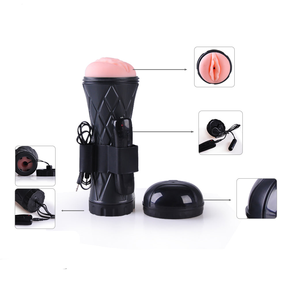 Passions Cup Vagina Pocket Pussy with Wired Remote Control