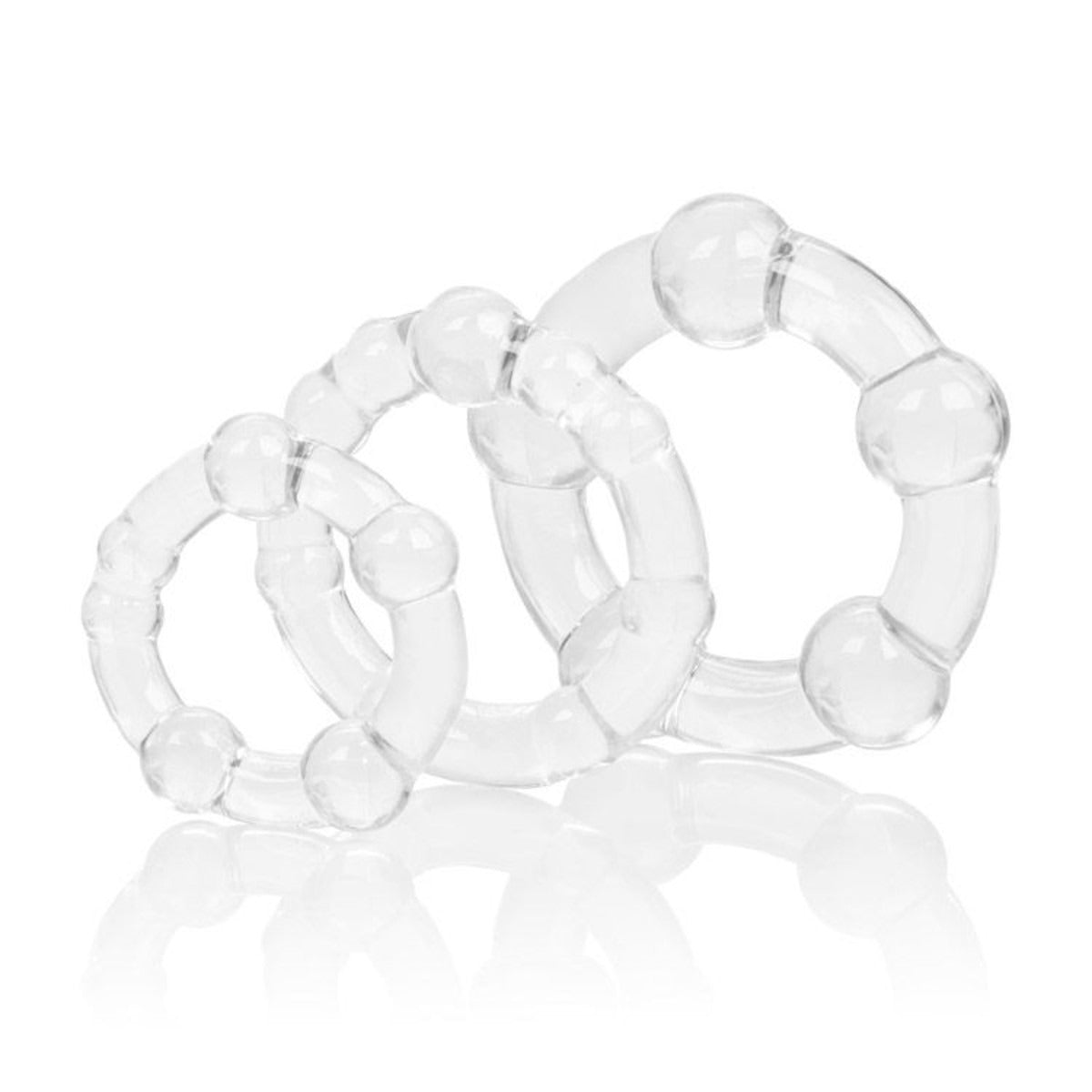 CalExotics Silicone Island Cock Rings 3pk - Clear