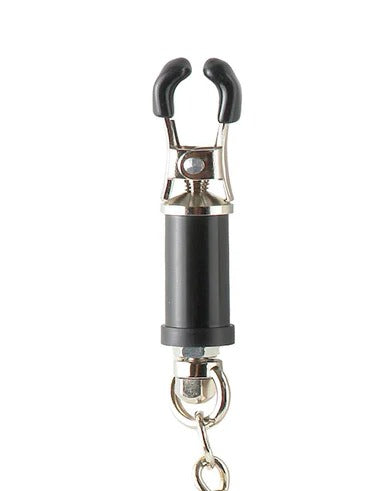 Pipedream Fetish Fantasy Series Nipple Barrel Clamps - Black &amp; Silver