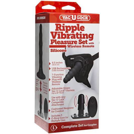 Doc Johnson Vac-U-Lock Ripple Vibrating Strap-On Pleasure Set with Wireless Remote