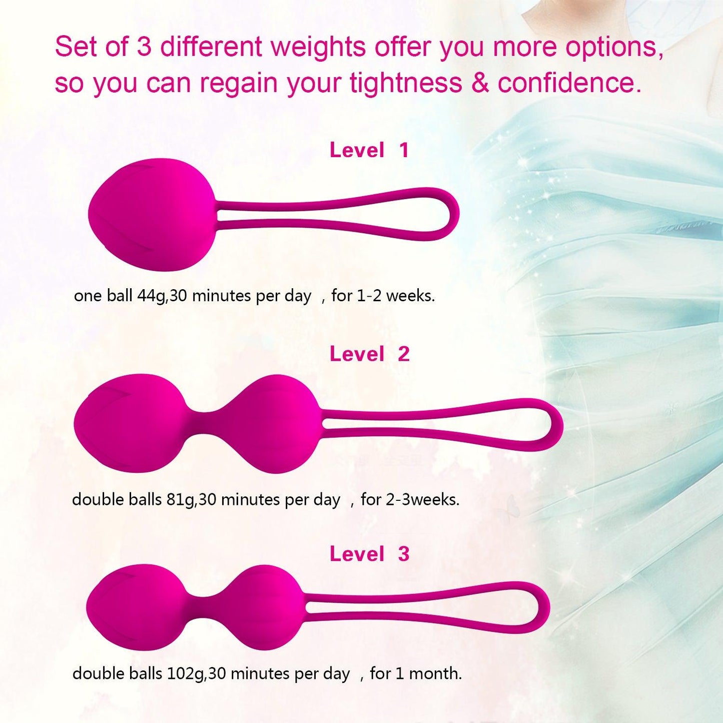 y.Love Wendy Weighted Kegel Ball Training Set 3pc
