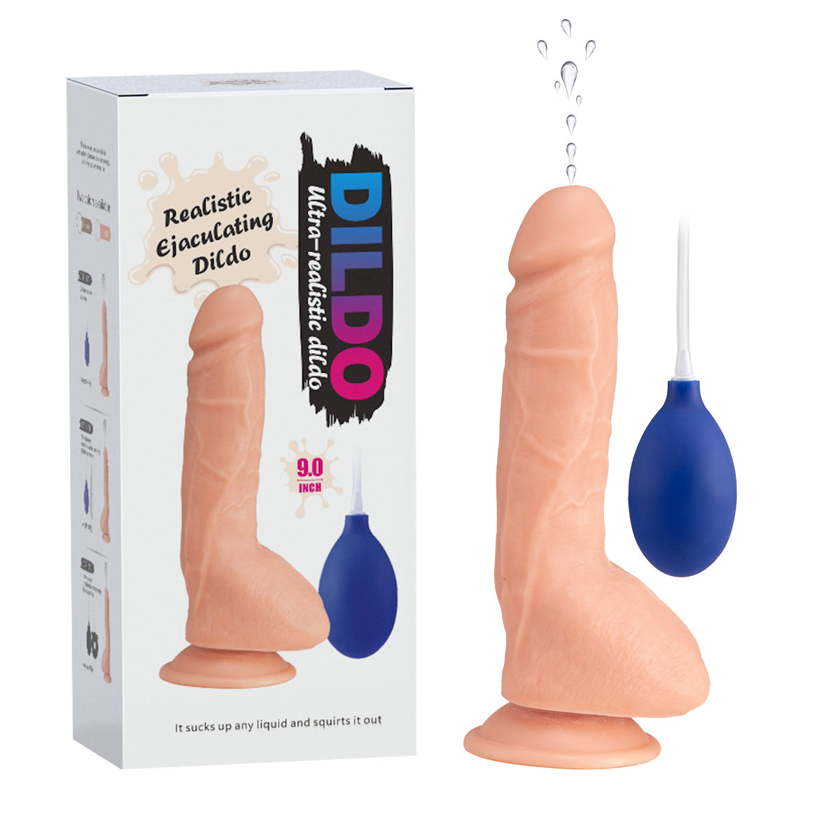 Realistic 9" Ejaculating Dildo with Balls