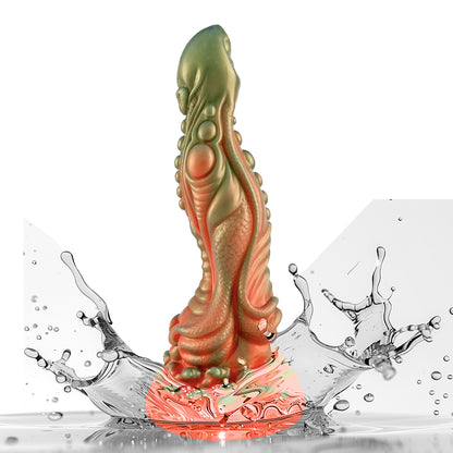 Liquid Silicone 9.8'' Large Dragon Dildo - Orange & Green