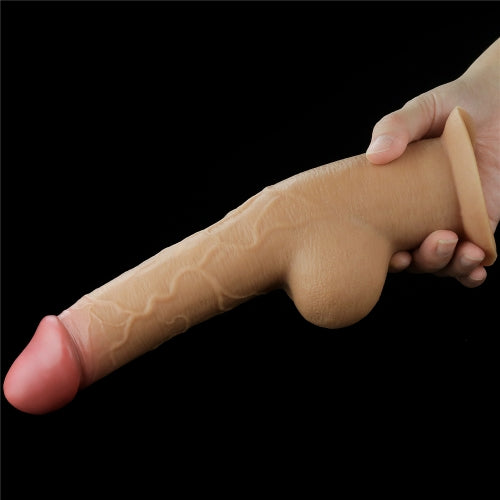 Lovetoy Products Dual Layered Silicone Uncut 9.5" Nature Cock with Handle - Light