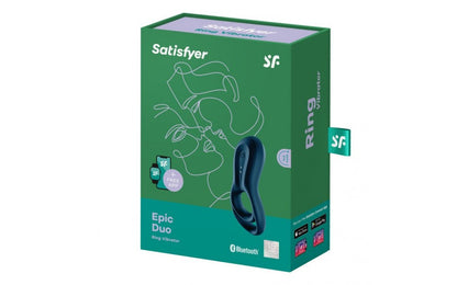 Satisfyer Epic Duo Rechargeable Cock Ring with App Control - Blue