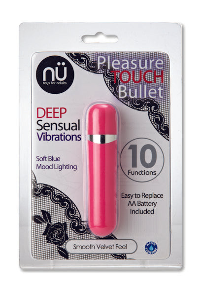 Nu Pleasure Touch Bullet 10 Function Clitoral Stimulator - Pink