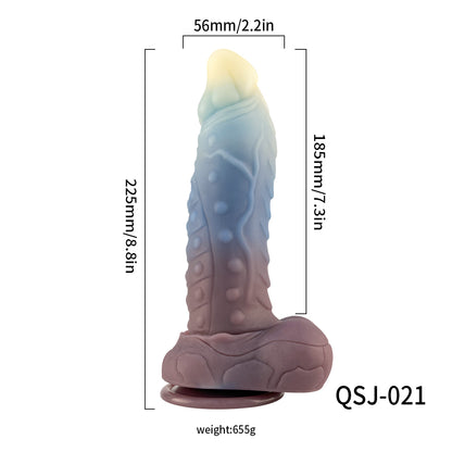 Liquid Silicone 8.8" Dildo with Balls & Suction Cup